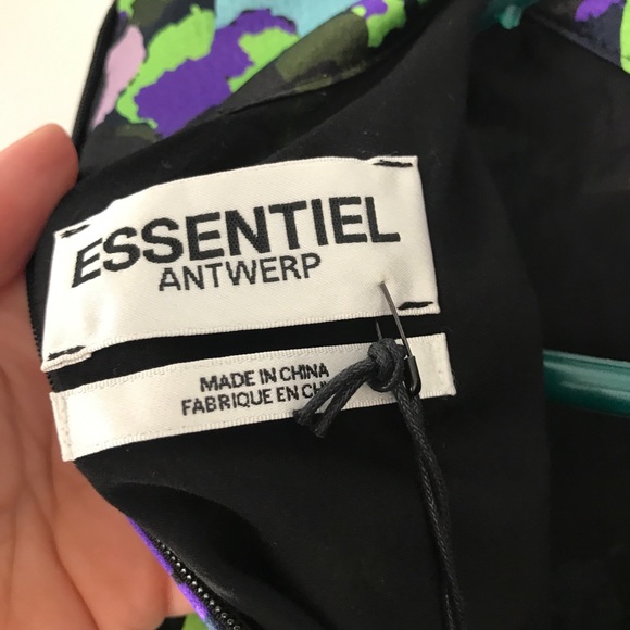 NWT Essentiel Antwerp Wengling Silk Mock Neck Floral Tie Sash Winter 2020 Dress - Picture 15 of 16